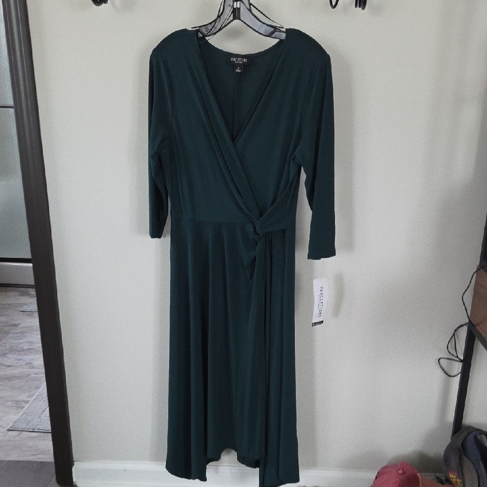 Perceptions Green Wrap Dress